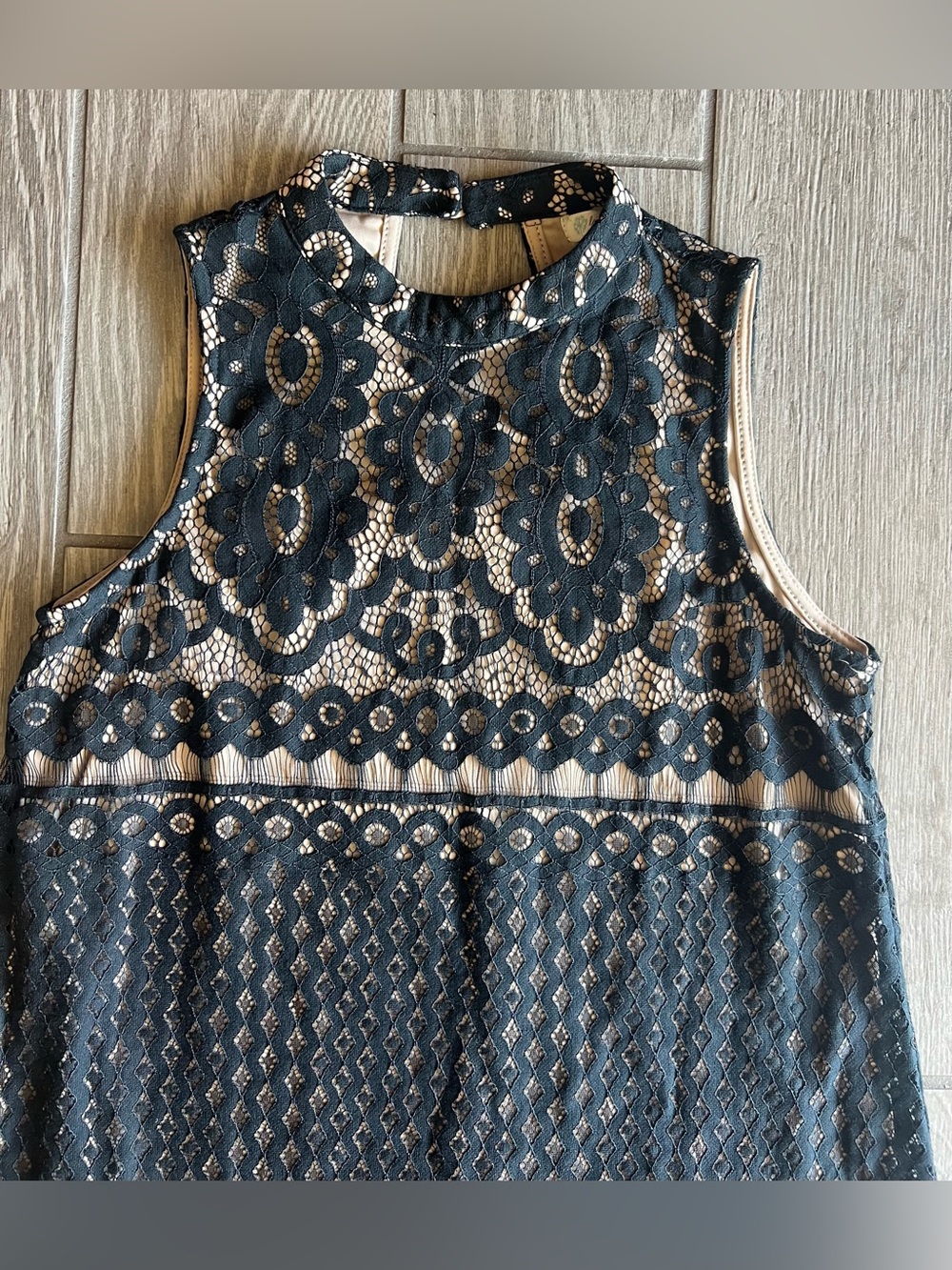 love, Fire Black Lace High-Neck Mini Dress Size Medium - Picture 6 of 13